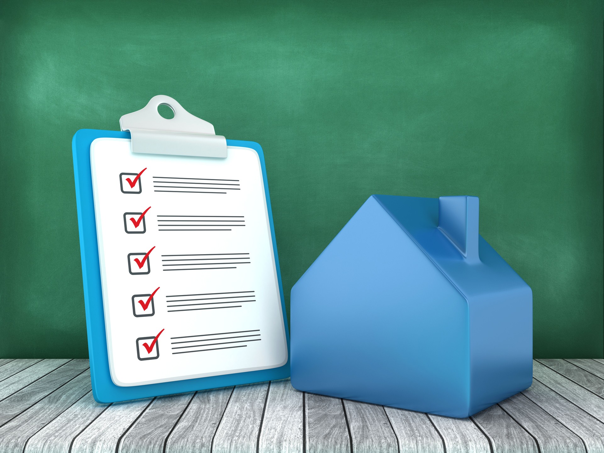 3D House with Check List Clipboard